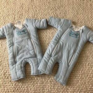 Set of 2 Baby Merlin Magic Sleepsuit Small 3 6 Months 12-18‎ Lbs Blue